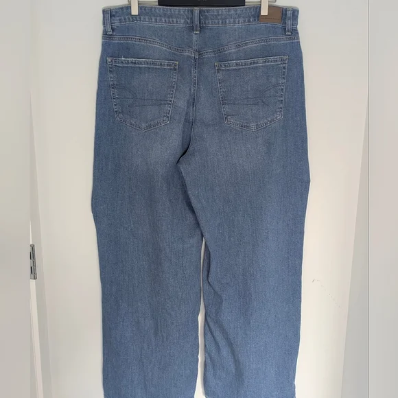 American Eagle Women's Stretch Super High-Waisted Baggy Wide-Leg Jean Size 14 R - Picture 7 of 14